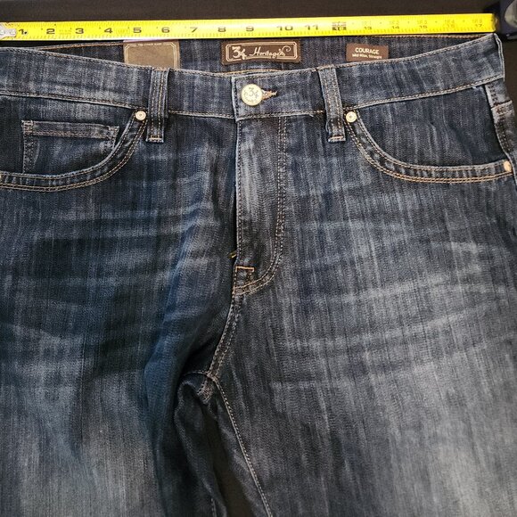Heritage NWT Cotton Blend Courage Five Pocket Jeans Size 34x34 Blue Denim - Picture 13 of 16
